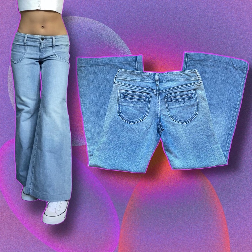 y2k low rise flare / wide leg denim jeans